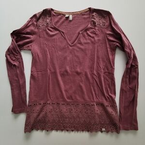 Element Long Sleeve Top Mauve With Lace Details
